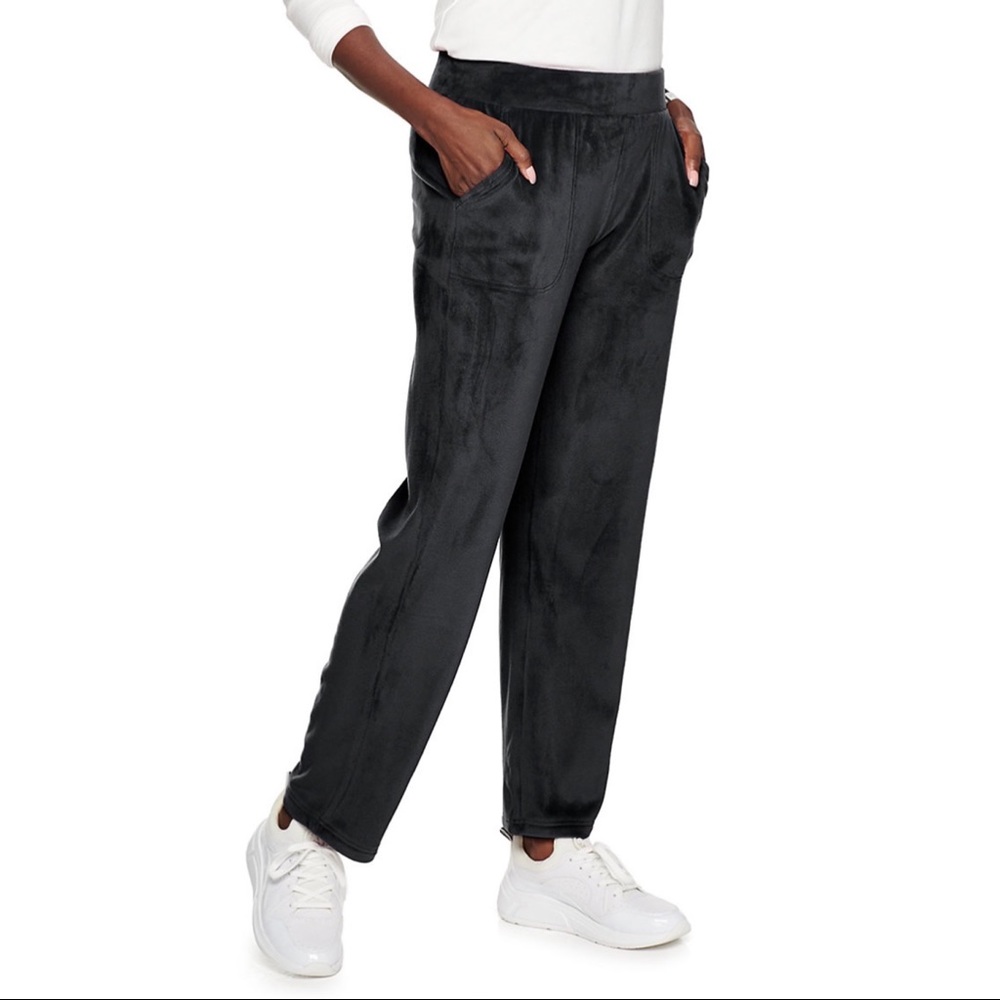 NWT Croft & Barrow Velour Straight-Leg Pant Black Size XL